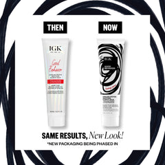IGK Good Behavior balm cream texture shows a rich, glossy formula for easy application.
