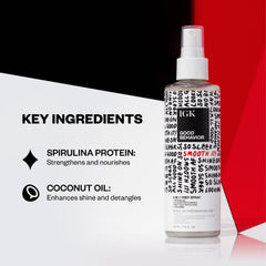 IGK Good Behavior spray application on hair shows even mist.