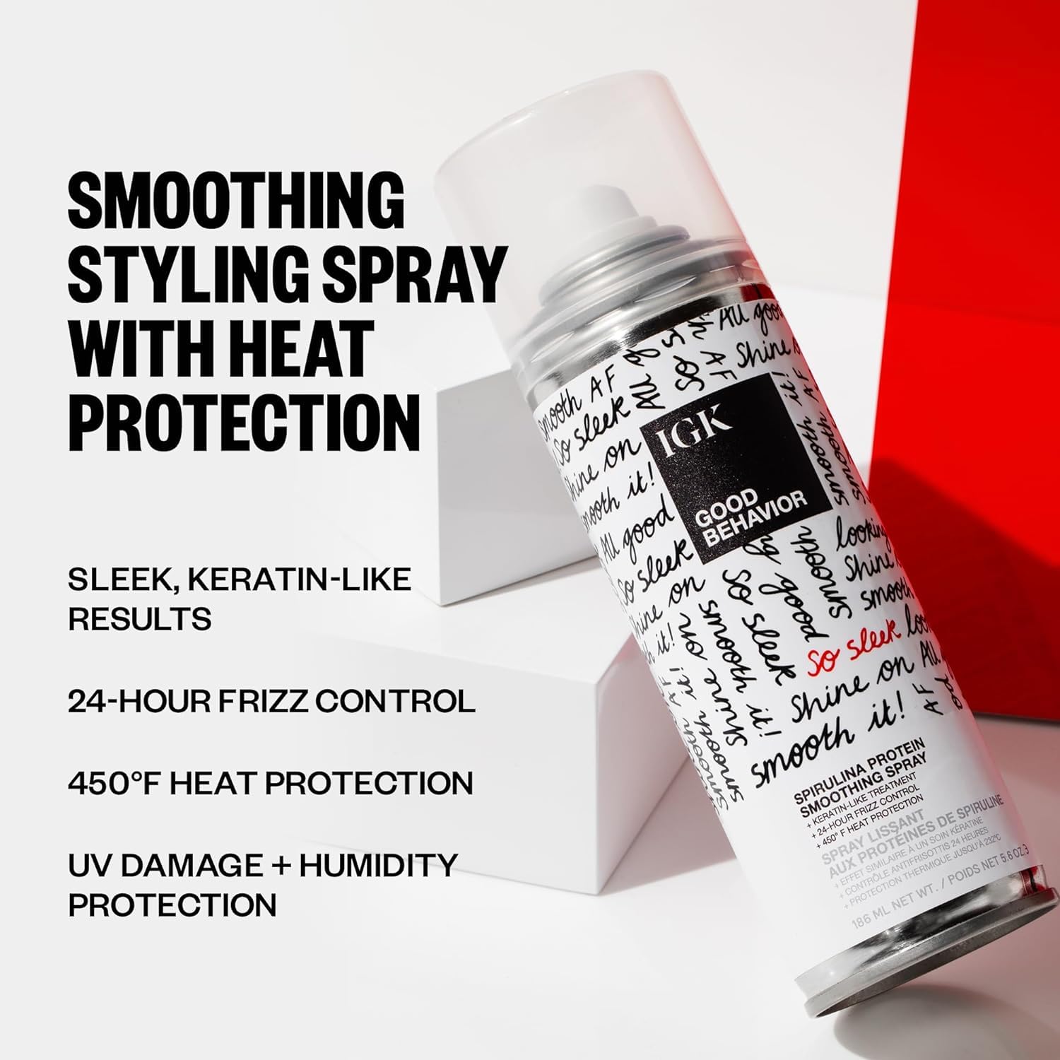 IGK Good Behavior frizz control shot on hair after product application