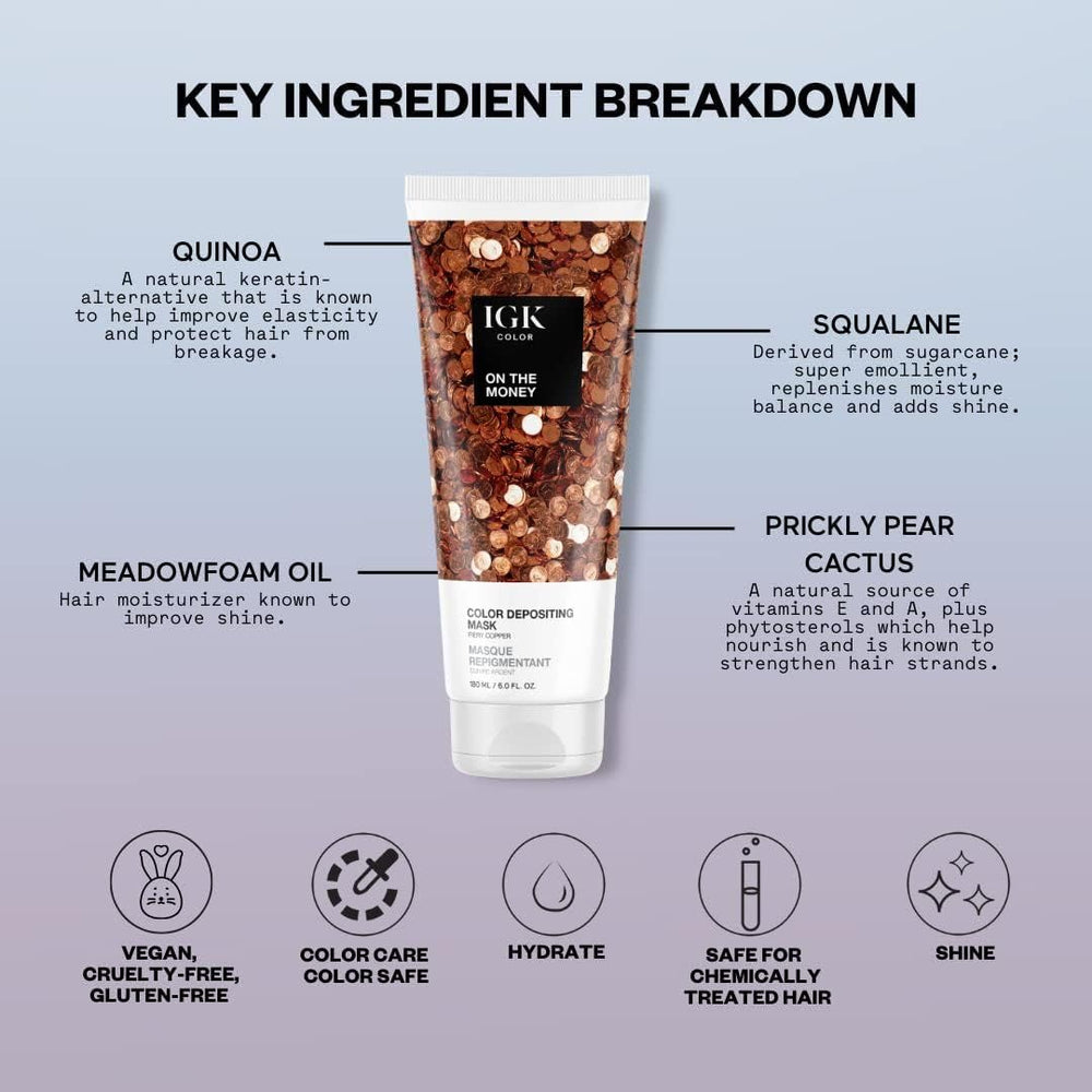IGK Hair Gloss Fiery Copper porosity test indicating subtle payoff