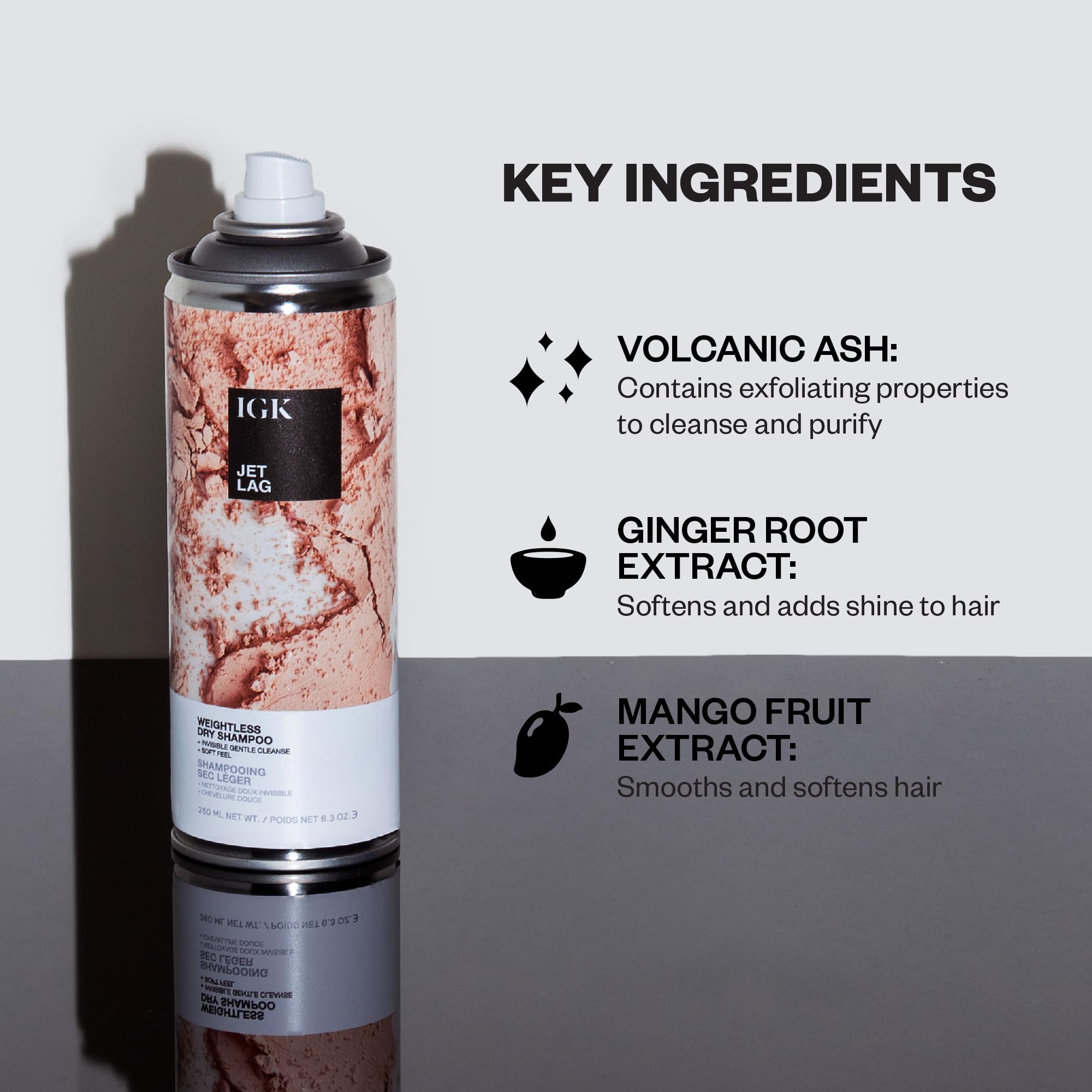 IGK Jet Lag dry shampoo application close-up showing even roots and light texture for lift