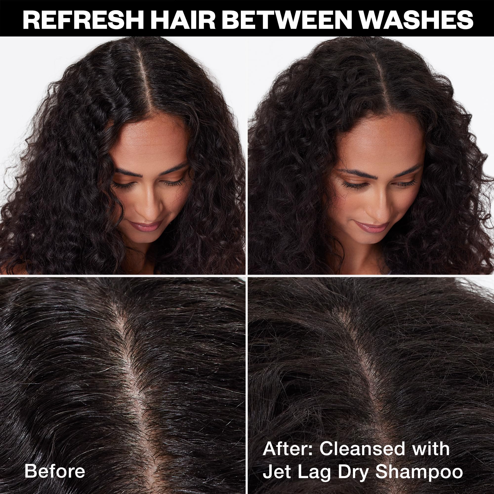 IGK Jet Lag dry shampoo powder dispersion highlighting gentle cleansing of mild oil
