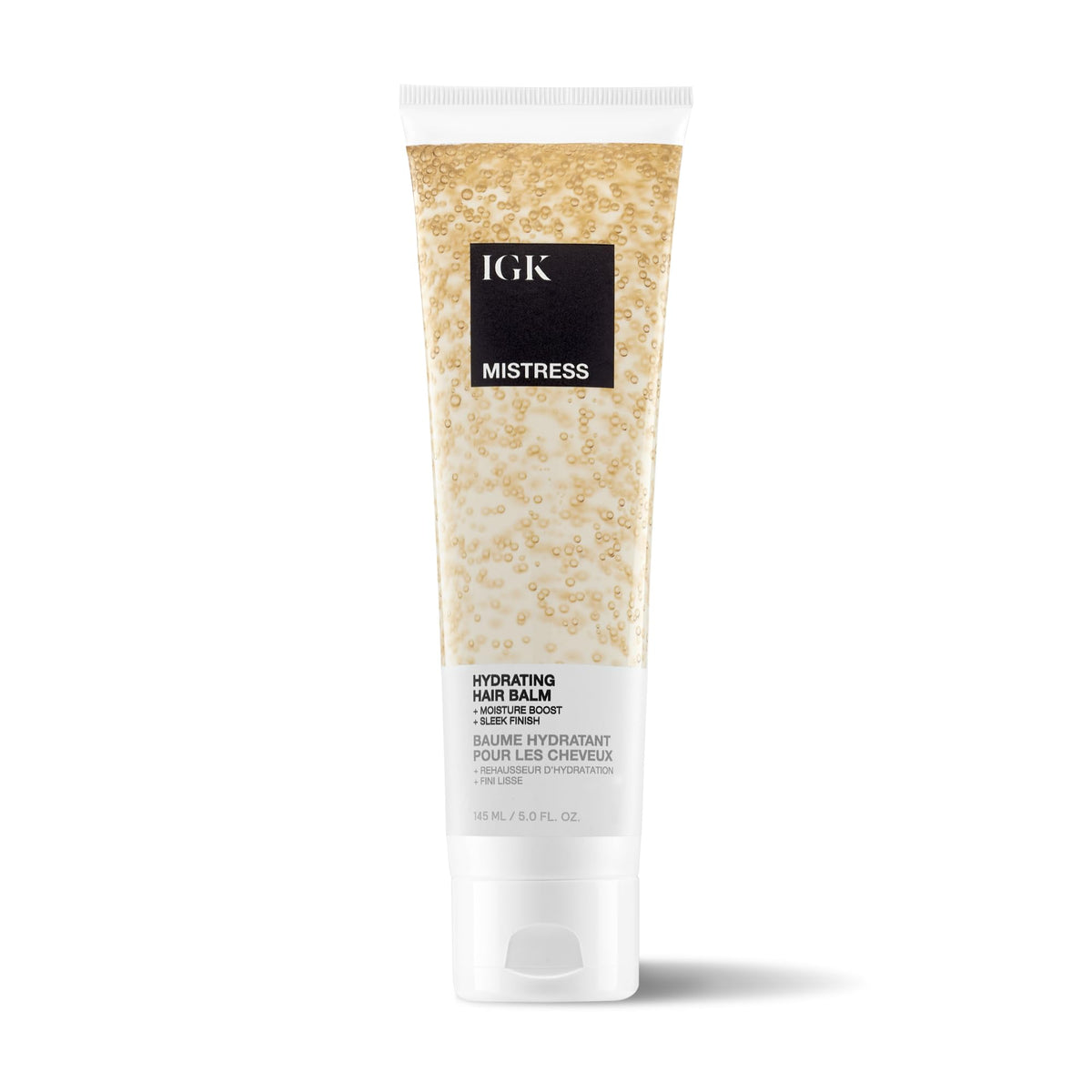IGK MISTRESS hydrating hair balm bottle for lightweight hydration and frizz control.