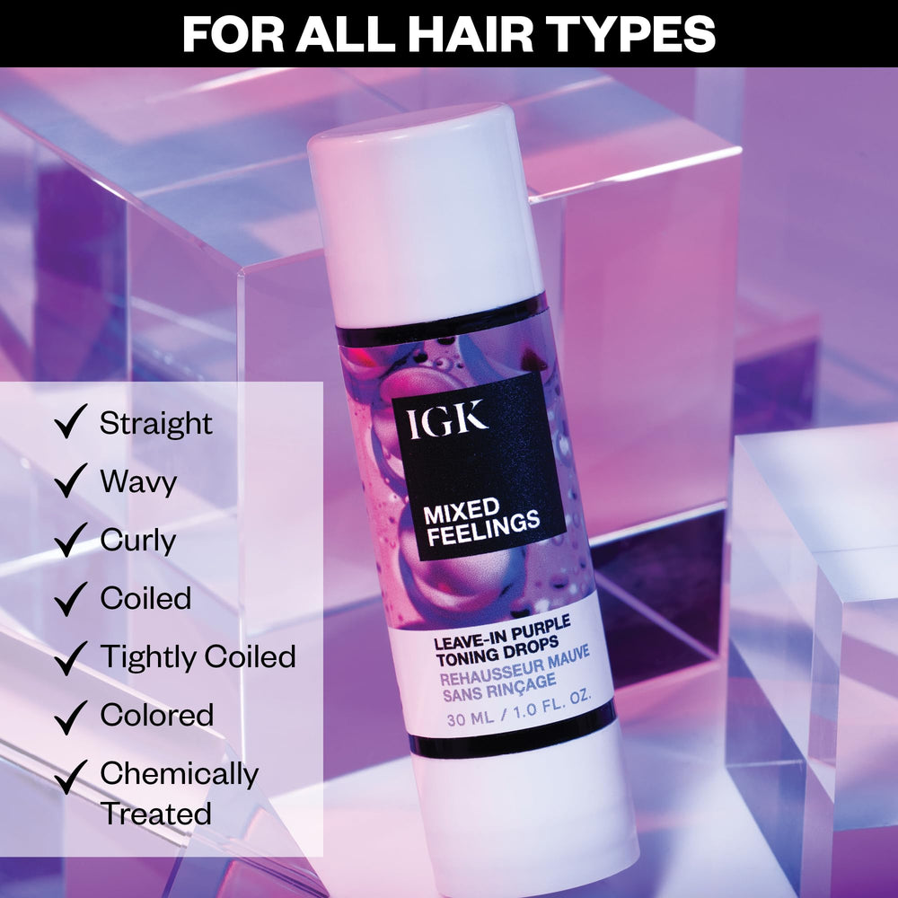IGK Mixed Feelings drops after use reveal brighter, neutralized blonde
