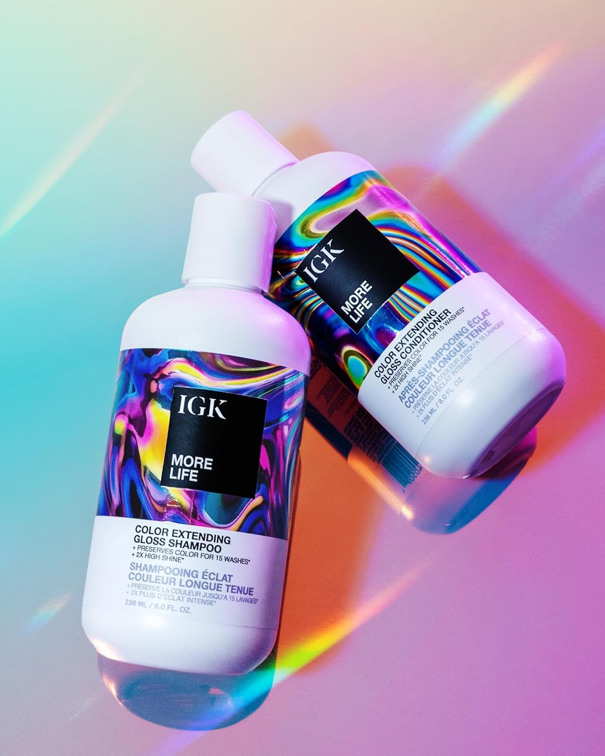 IGK More Life hair under sun shows lasting color and shine.