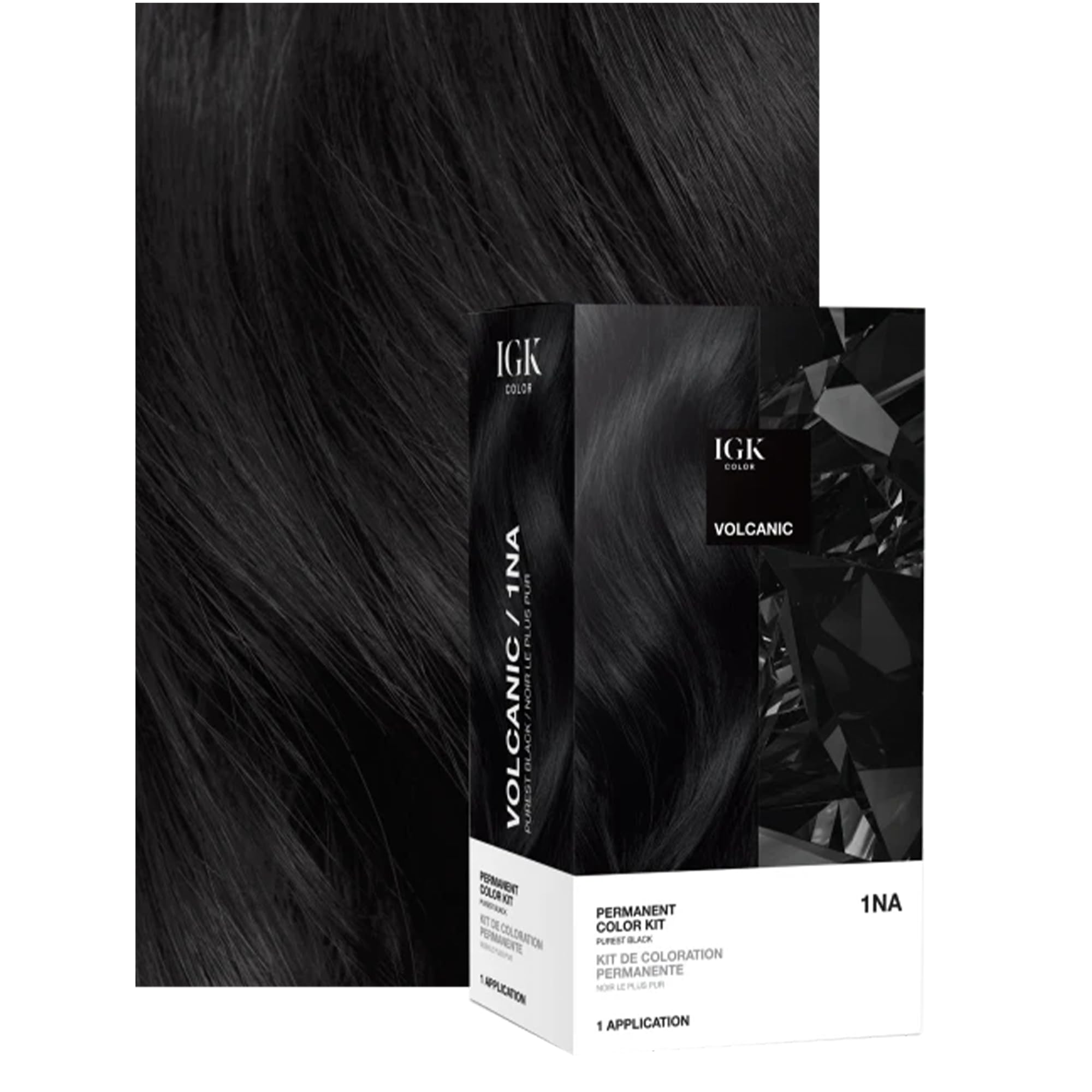 IGK Permanent Color Kit 1NA Volcanic gloves protect hands during application.