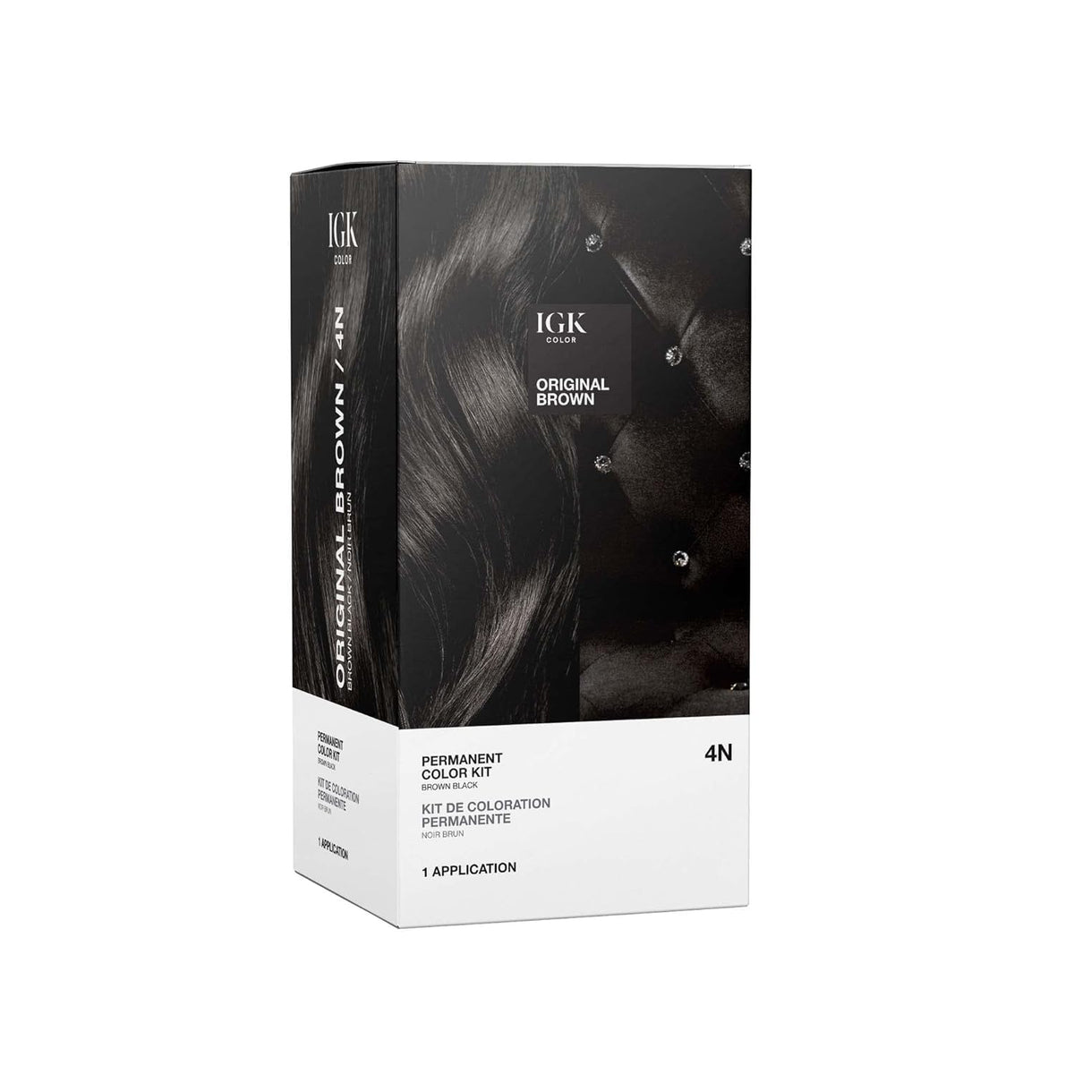 IGK Permanent Hair Dye Kit 4N Original Brown bottle-pour for smooth, even color