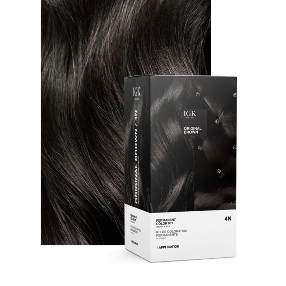 IGK Permanent Hair Dye Kit 4N Original Brown cream-application for consistent coverage