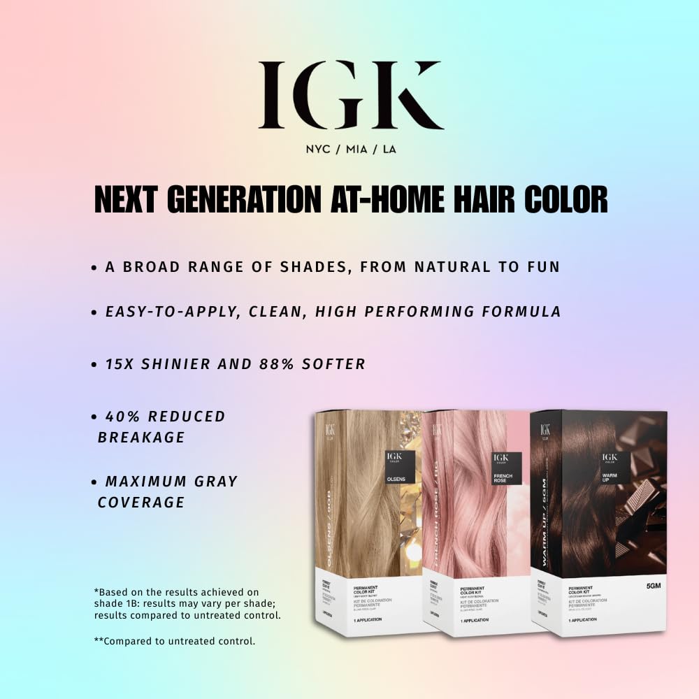 IGK salon-quality results in-home, with lasting shine.