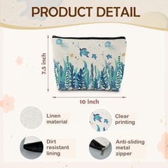 Ignytiger Sea Turtle canvas makeup bag open reveals contents for quick touch ups and travel.