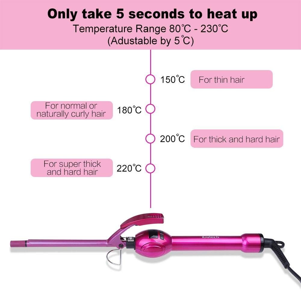 iGutech curling iron with a 360 swivel cord for tangle-free styling