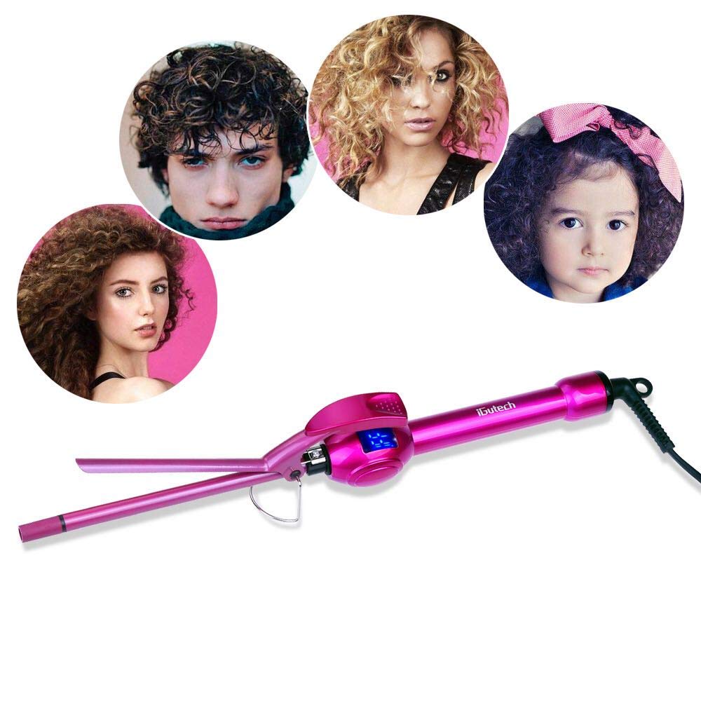 iGutech curling iron demonstrates defined tight curls on short hair with even heat