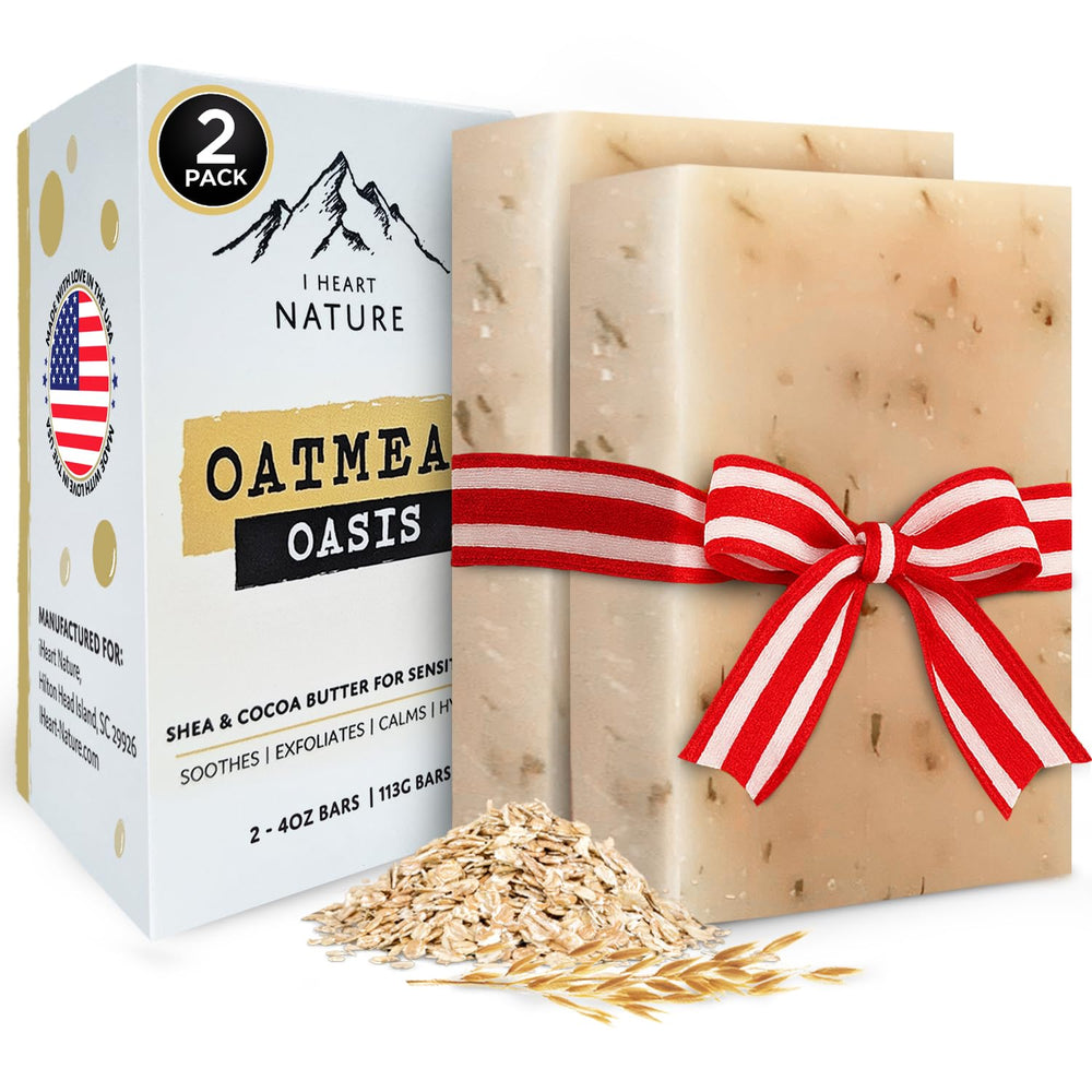 iheart gentle moisture oatmeal soap bar pack 2 shows a hydrating cleanse for sensitive skin