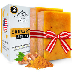 iHeart Nature turmeric soap bar packaged for radiant skin and long-lasting use