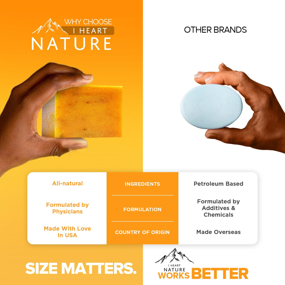 iHeart Nature turmeric soap hand-application shows nourishing bar for balanced skin