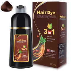 IIIMEIDU dark brown hair dye shampoo bottle pouring for at-home color