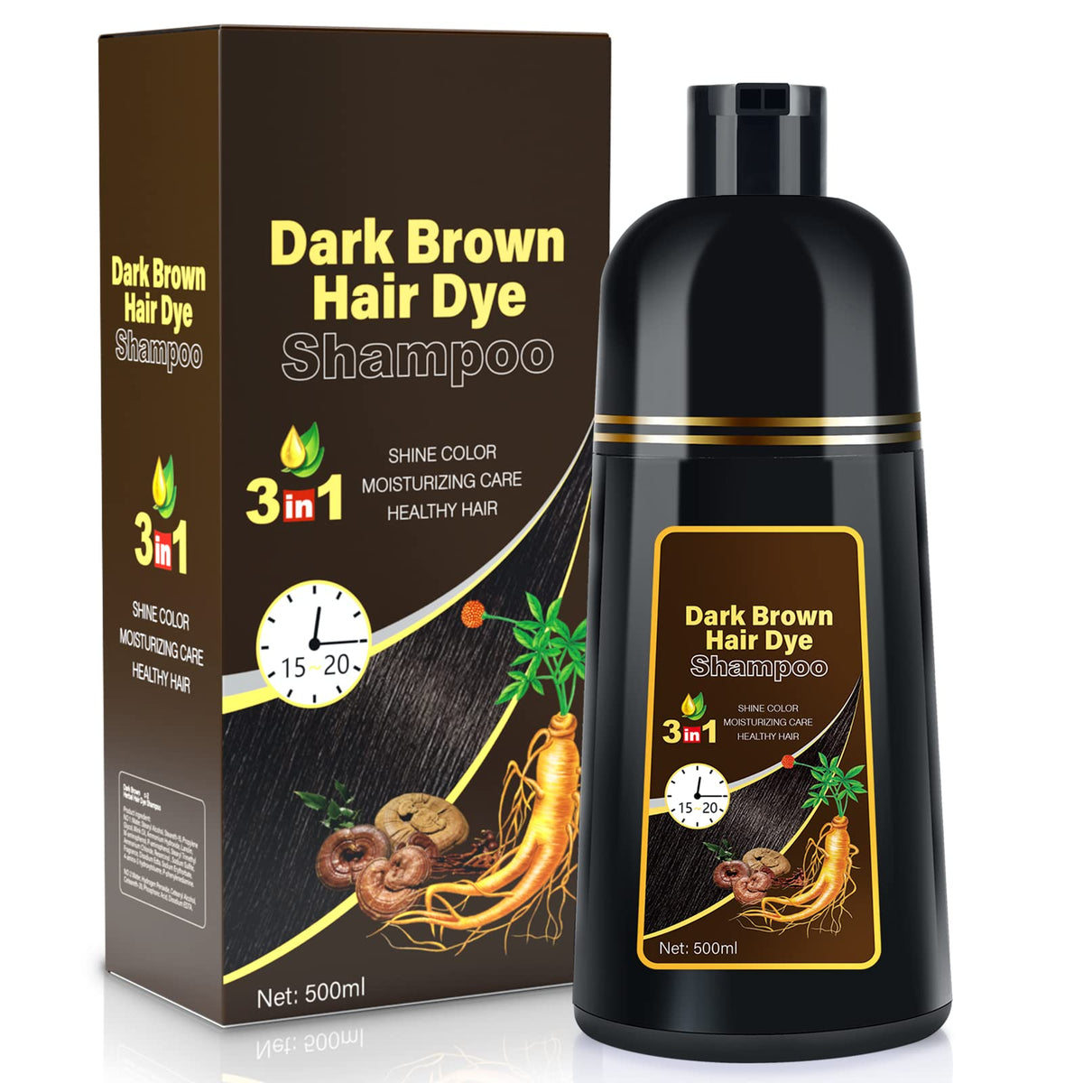 IIIMEIDU dark brown hair dye shampoo packshot shows rich color