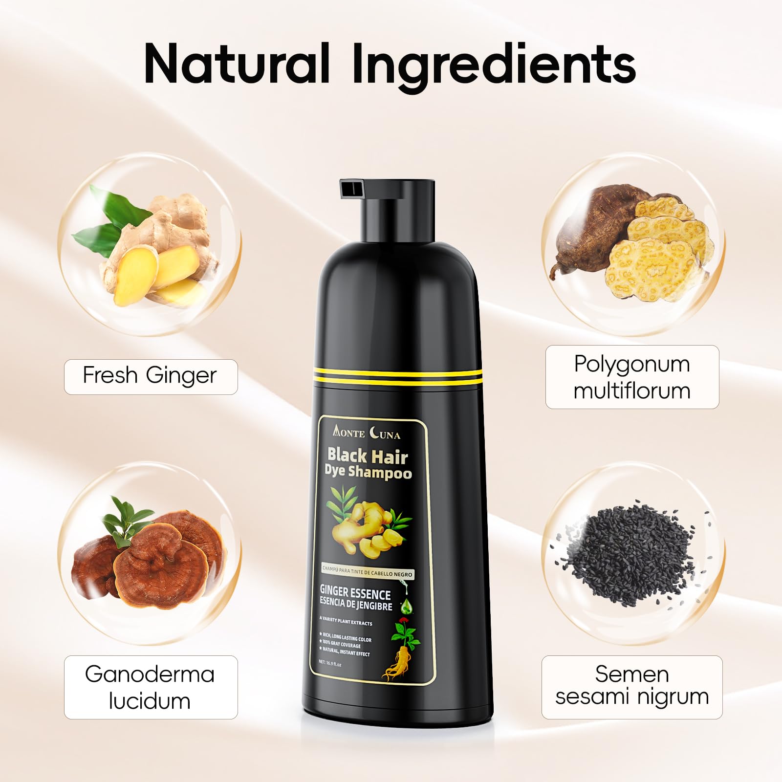 IIIMEIDU natural herbal formula ingredients include ginger and polygonum multiflorum for hair health