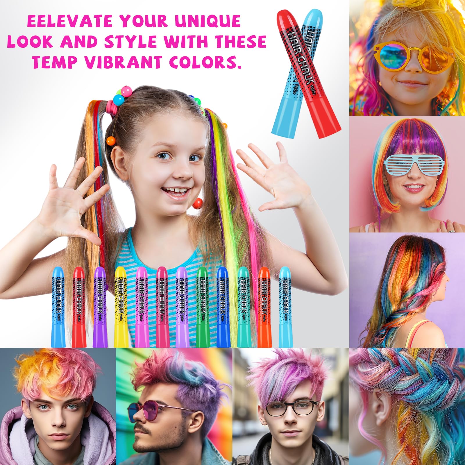 IIIMEIDU chalk used on damp hair yields longer lasting color