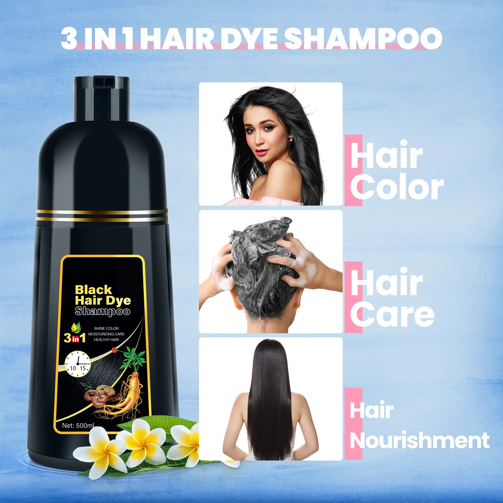 IIIMEIDU Hair Dye Shampoo application scene highlights simple root distribution