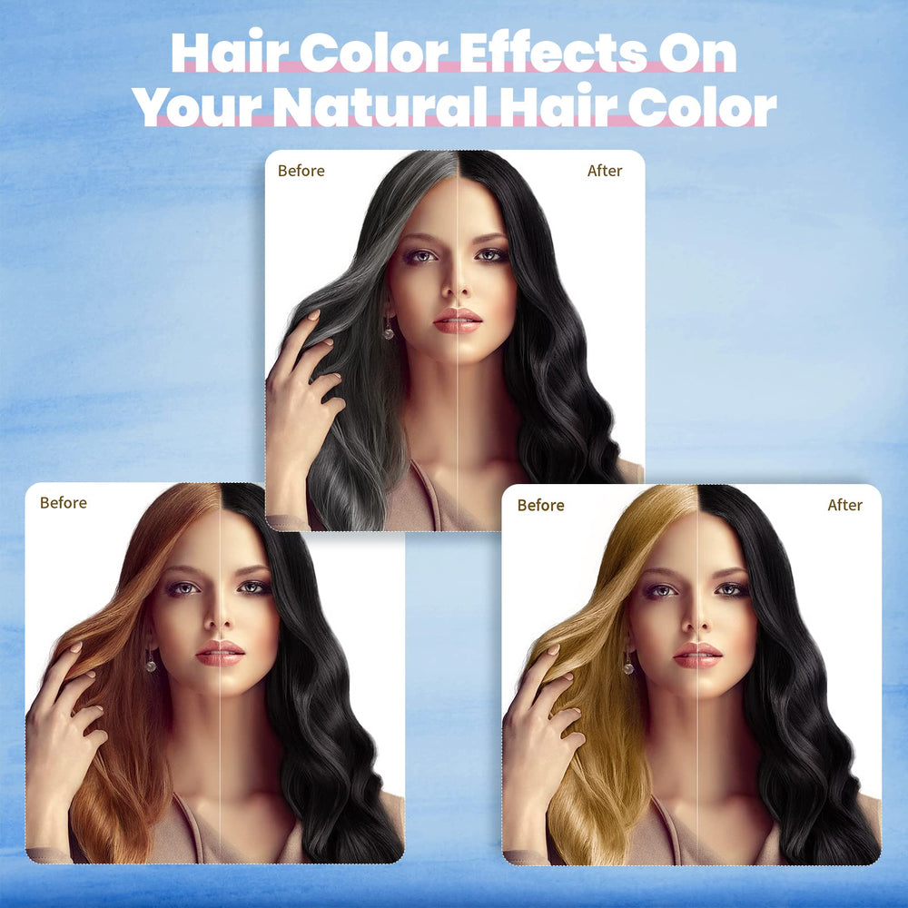 IIIMEIDU Hair Dye Shampoo color result dark showcases natural black shade and shine