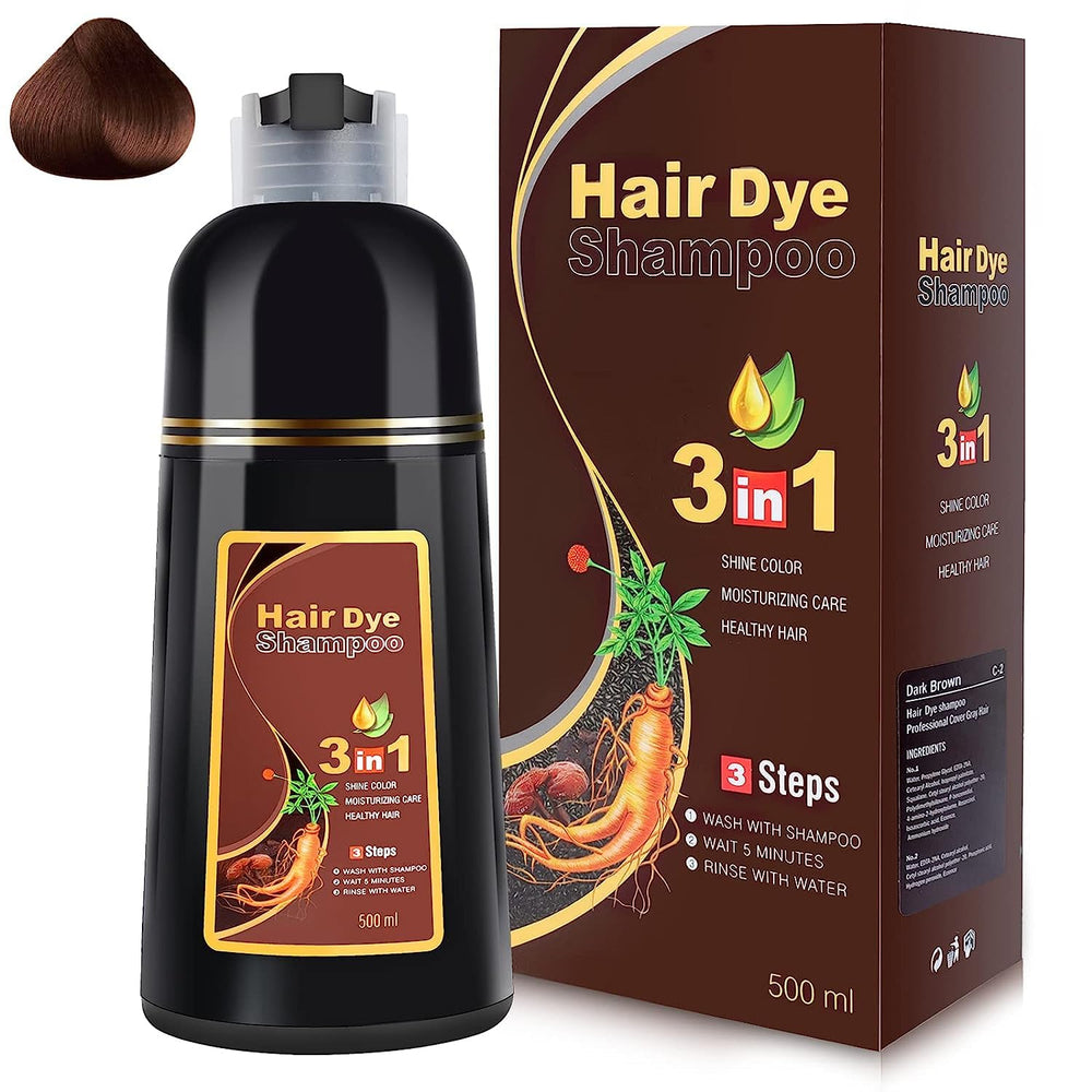 IIIMEIDU MEIDU dark brown hair dye shampoo bottle delivers quick gray coverage for busy mornings