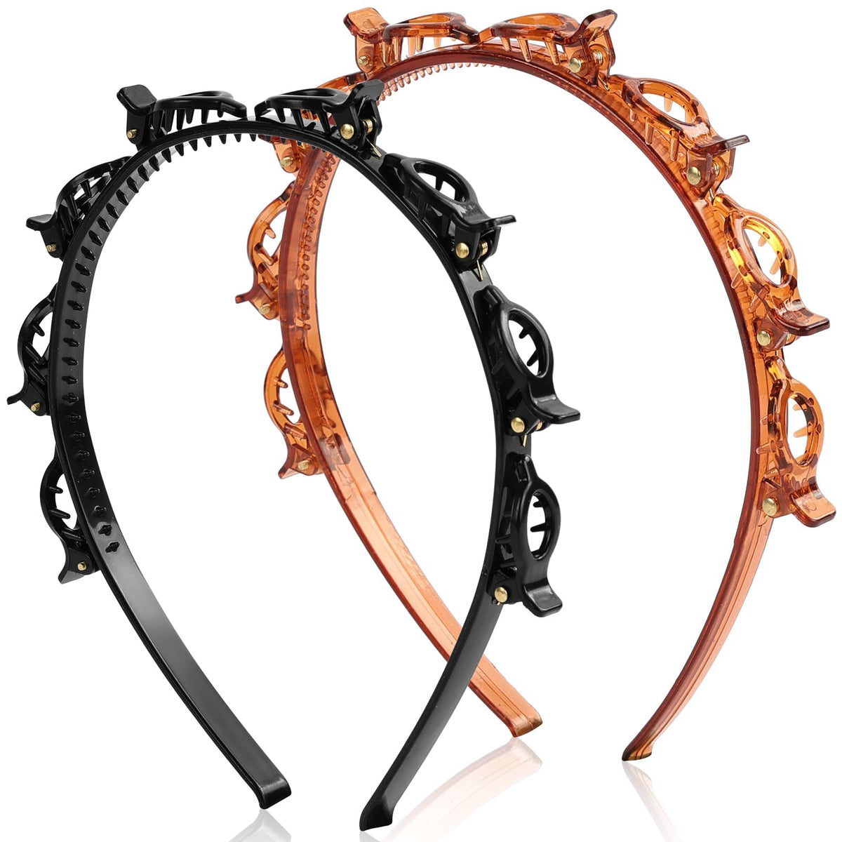 IJPDDRXYN braided bangs headband with teeth in black secures bangs for clear visibility during workouts.