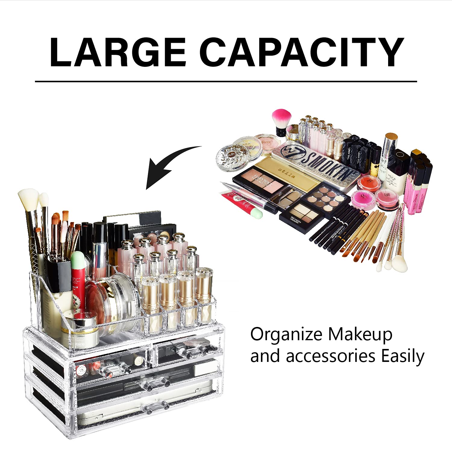 Ikee Design acrylic drawer storage protects delicate cosmetics with removable mesh padding