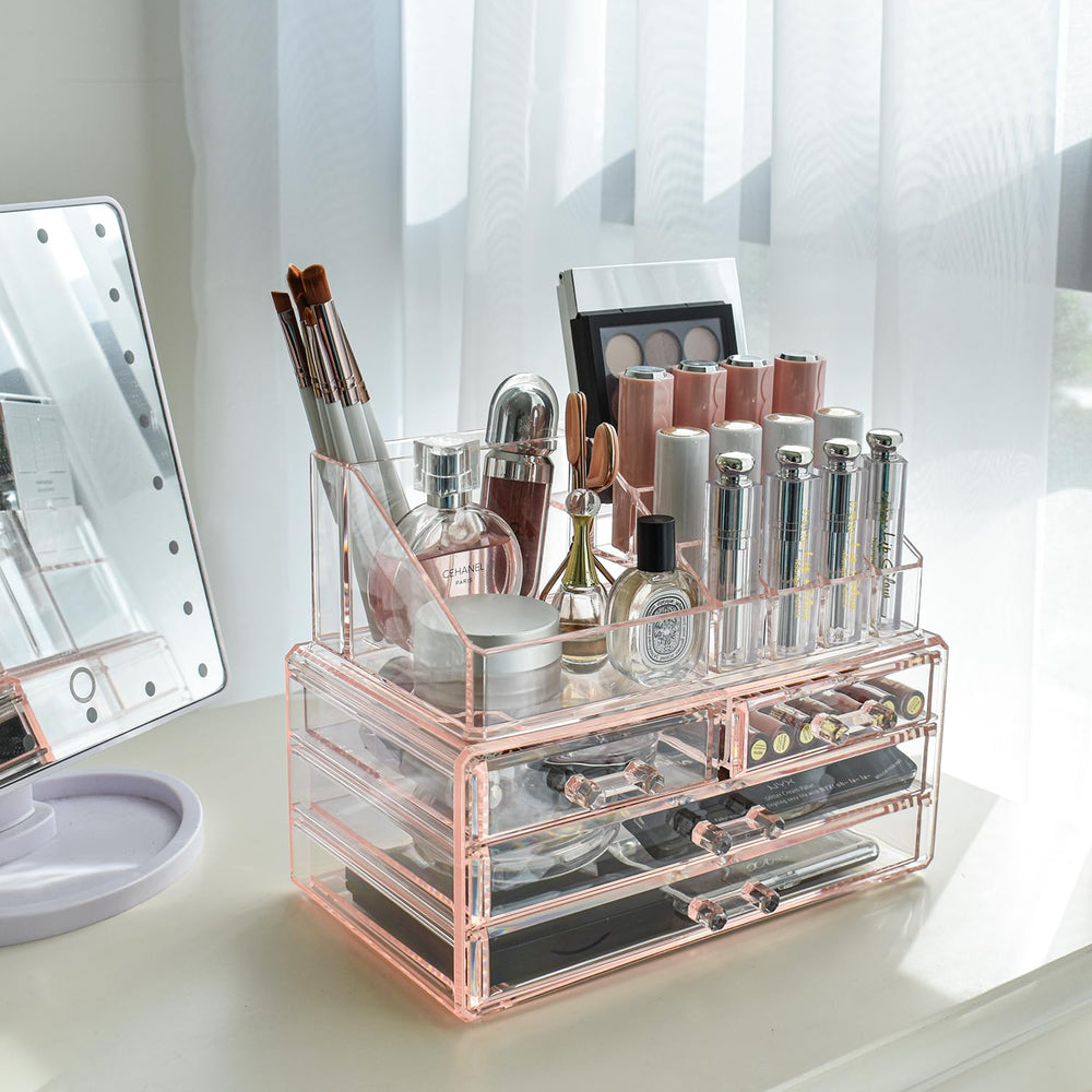 Ikee Design pink makeup organizer lipstick slots display for daily routine