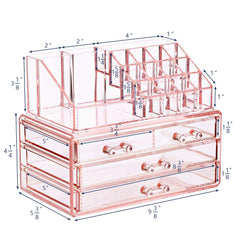 Ikee Design two-piece vanity organizer open drawers for tidy cosmetics