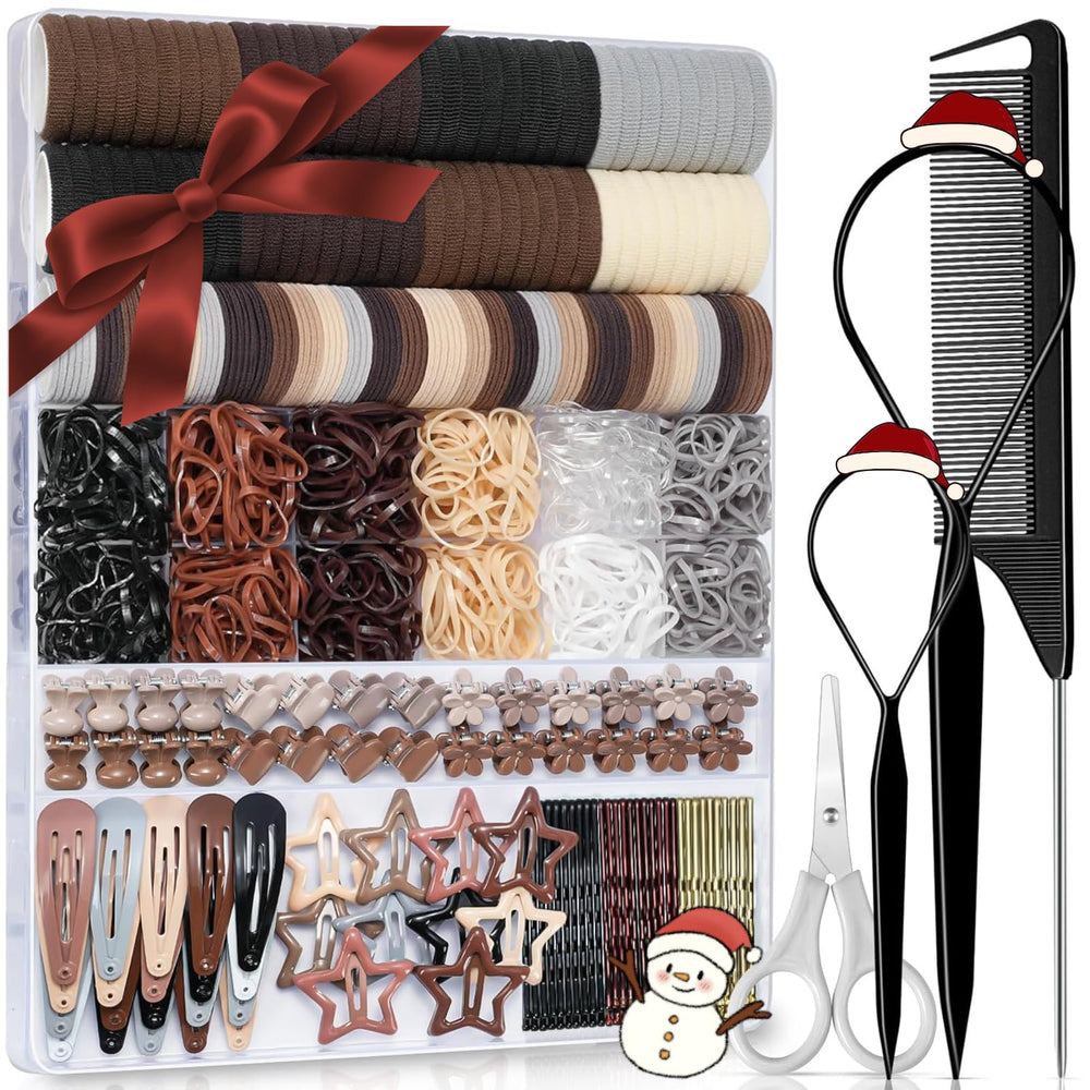 IKOCO 823pcs elastic hair ties pack in neutral colors for durable daily styling.