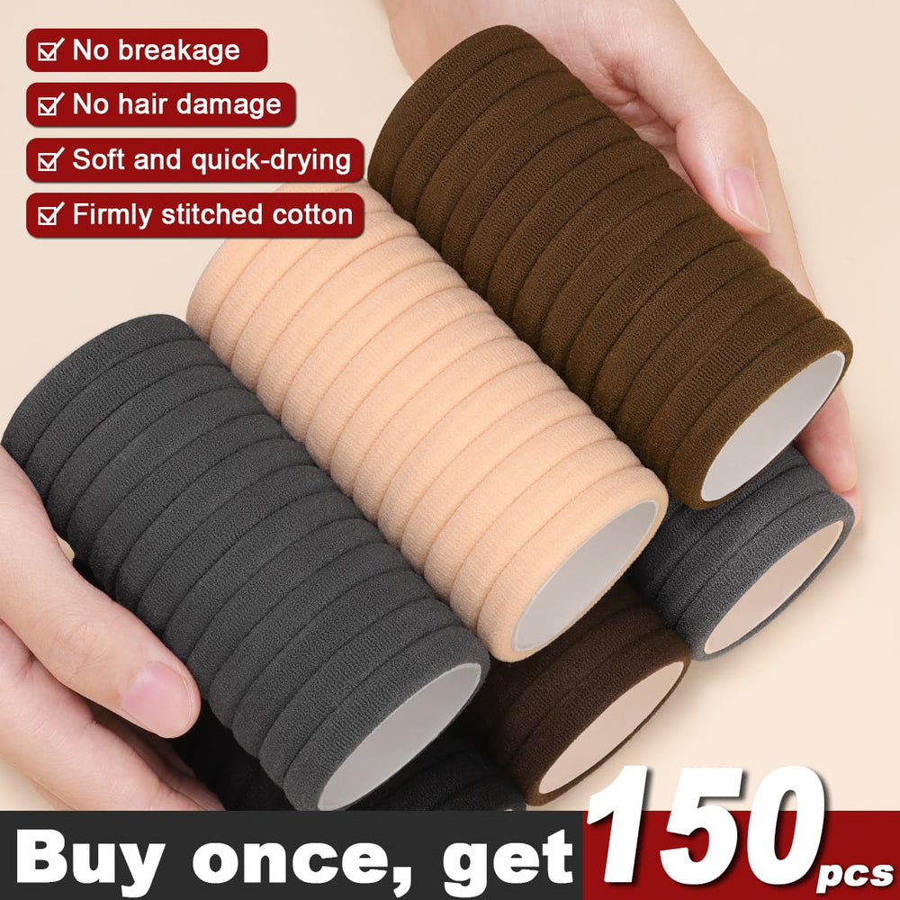 IKOCO ouchless cotton hair ties close-up showing soft snag-free hold.