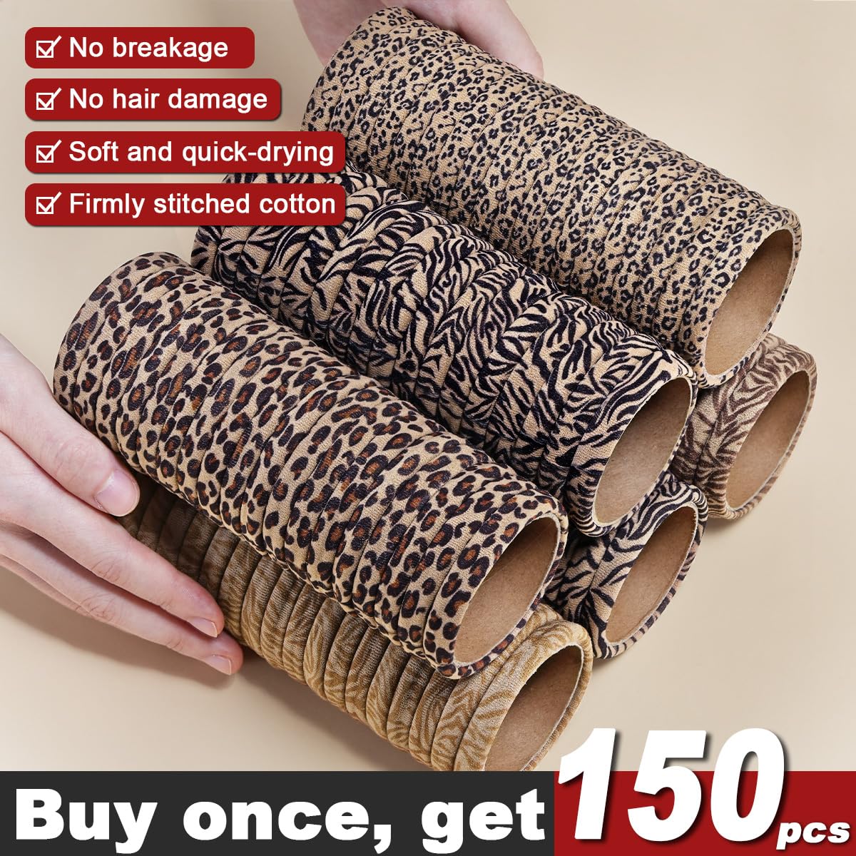 IKOCO seamless cotton hair ties on hand for snag-free styling