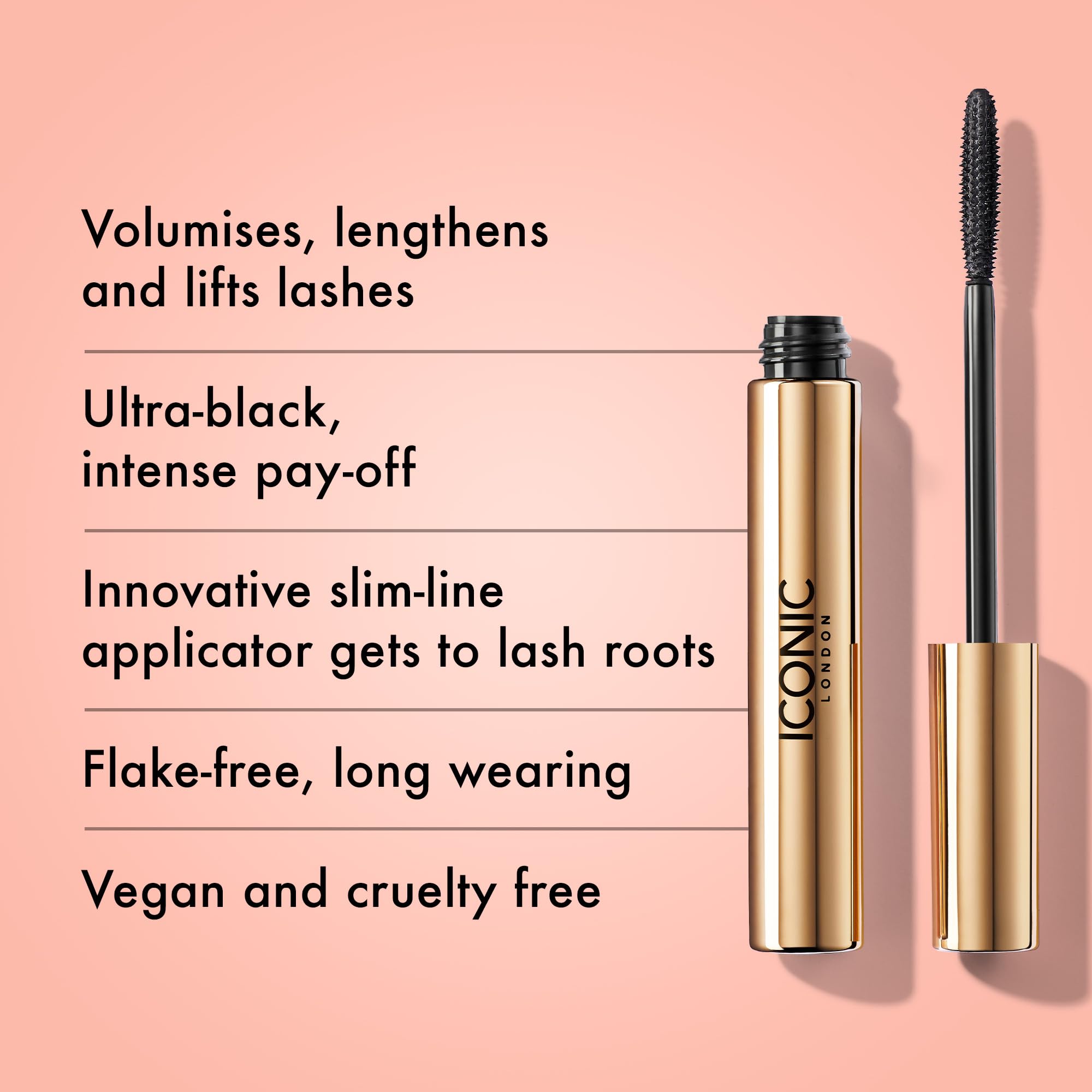 ICONIC LONDON Triple Threat mascara application wand for smooth, layered volume