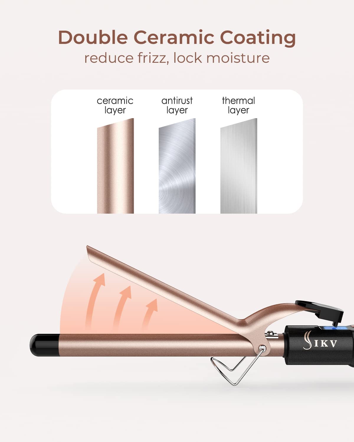 IKV curling iron offers 11 heat levels for all hair types.