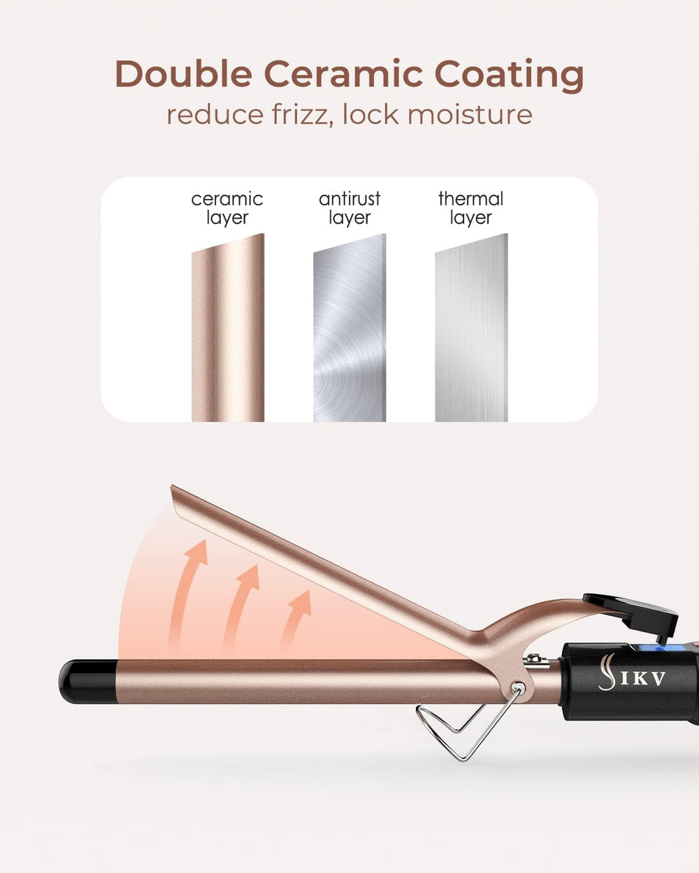 IKV curling iron offers 11 heat levels for all hair types.