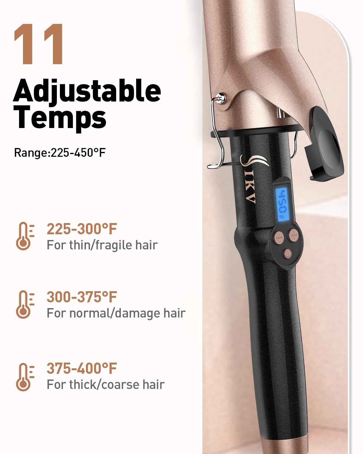 IKV ceramic-tourmaline coating reduces frizz and adds shine during daily styling