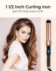 IKV curling iron close-up showing ceramic tourmaline coating for frizz control and shine.