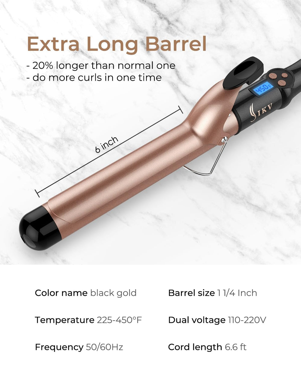 IKV curling iron dual voltage for global travel styling