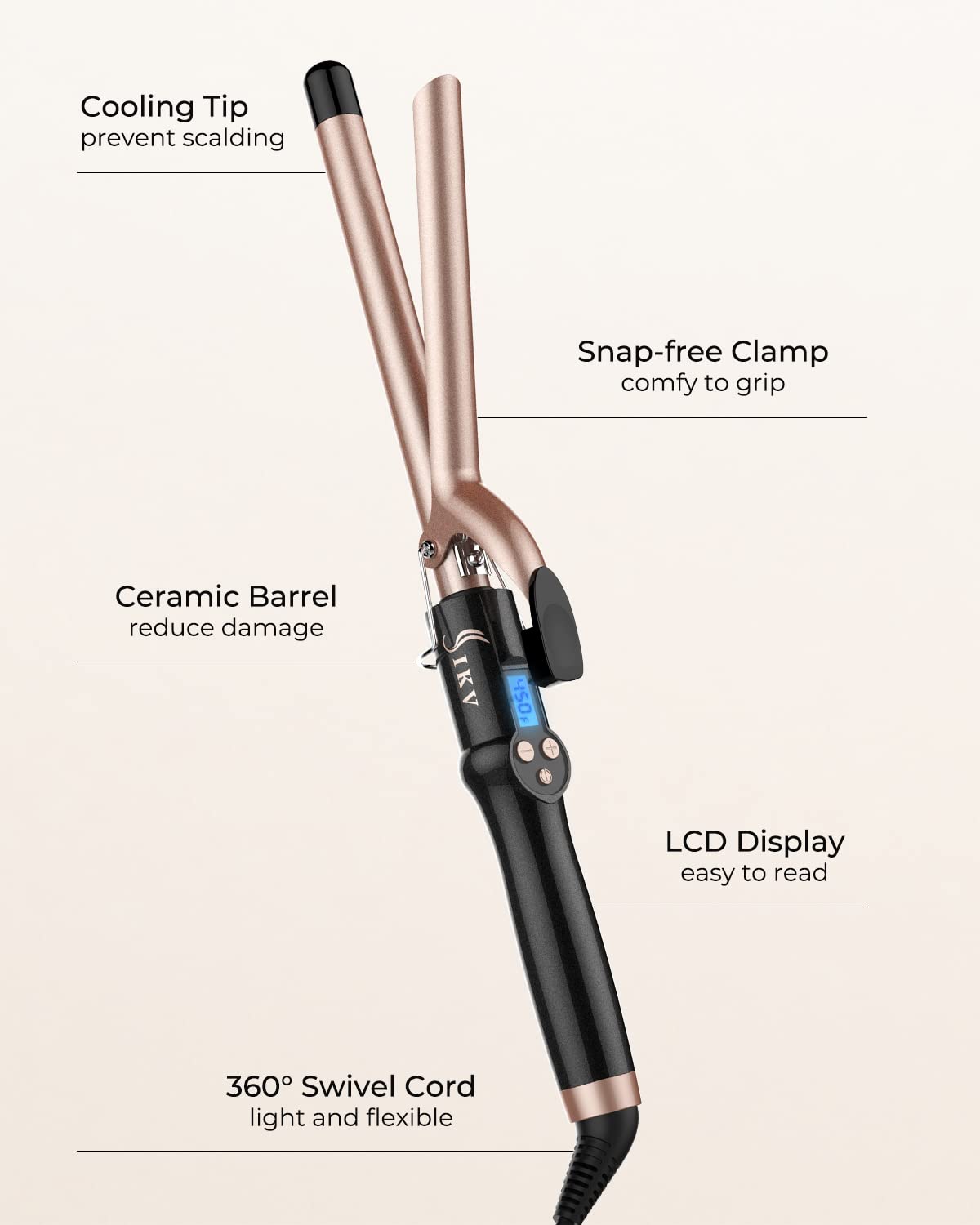 IKV curling iron dual voltage for global travel without losing performance.