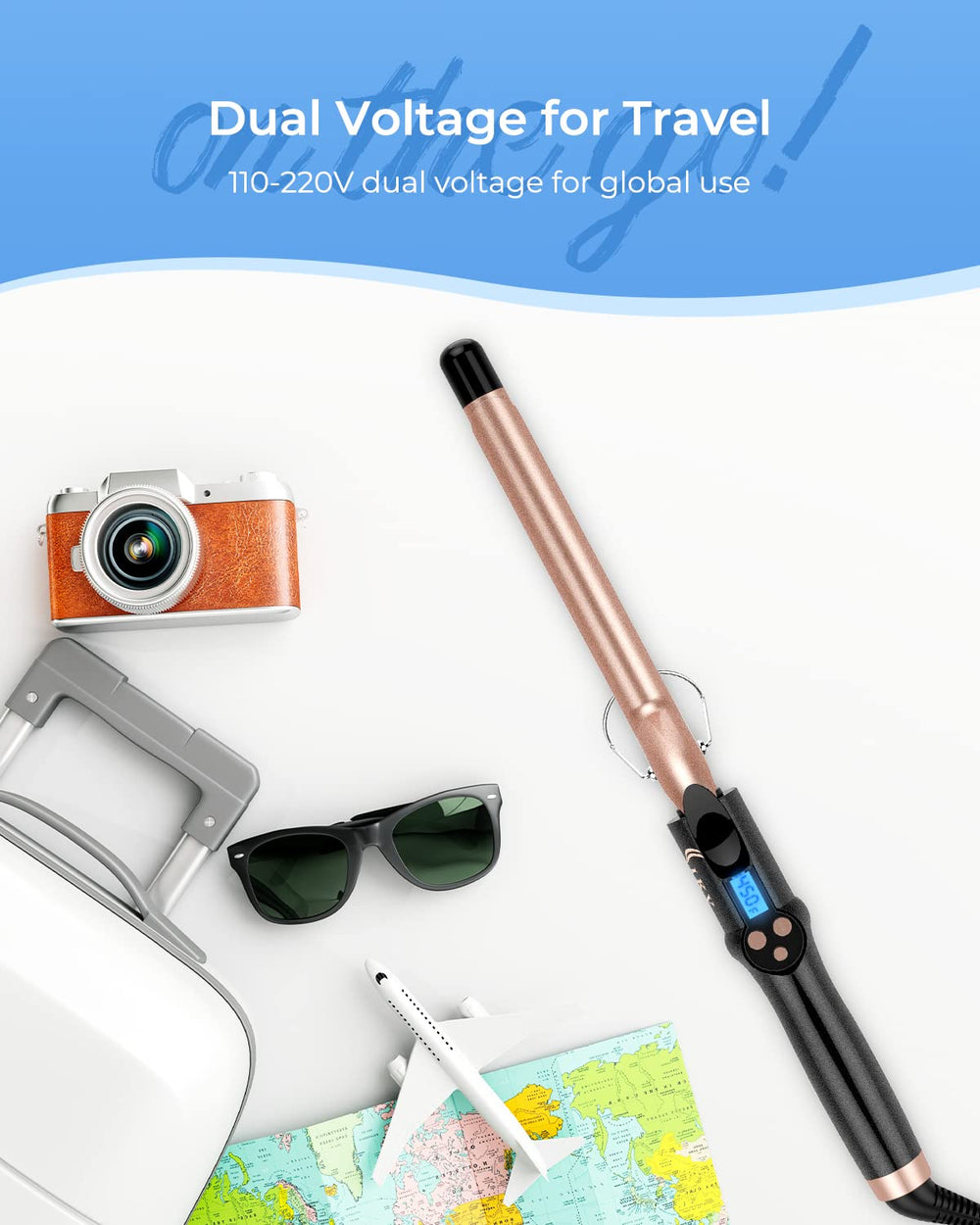 IKV curling iron ergonomic, lightweight handle with included glove for comfort.