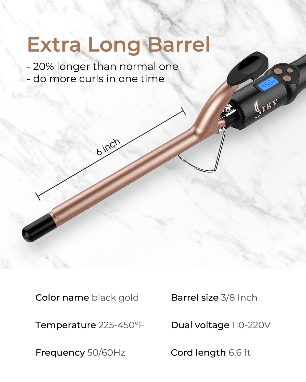IKV small curling iron safety design with auto shut-off and glove included.