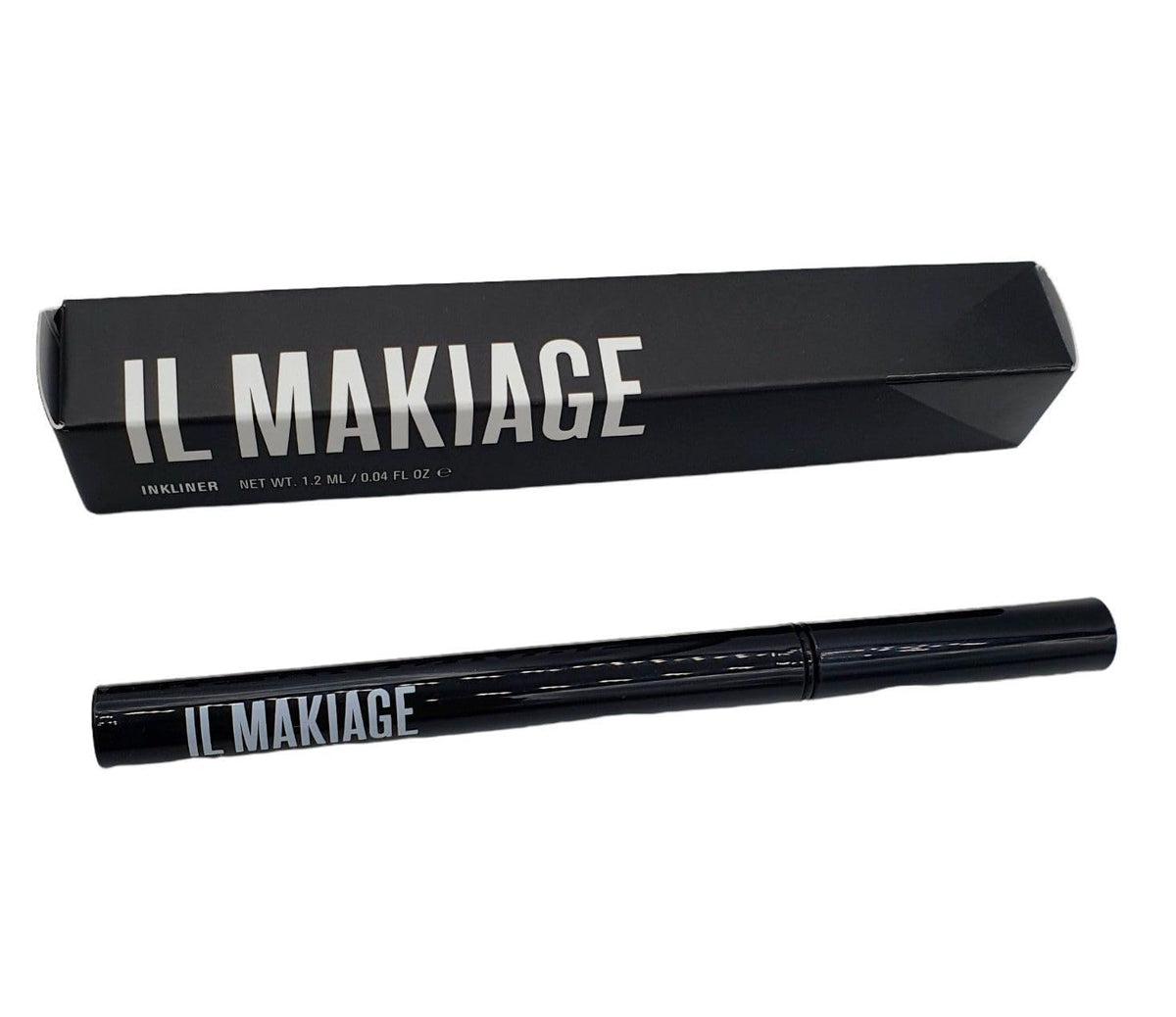 Il Makiage Inkliner liquid eyeliner black tube delivers smudge-proof definition with a velvet matte finish.
