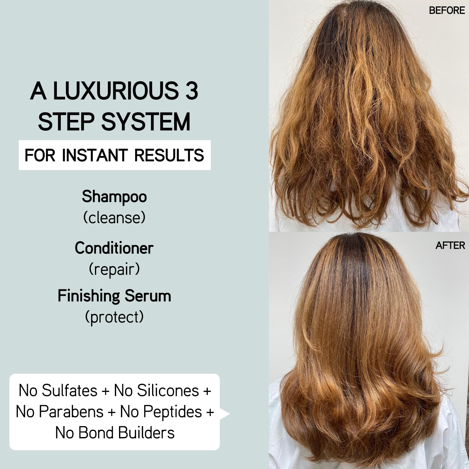 ILES FORMULA mini finishing serum bottle highlights heat protection and shine for salon-like results.