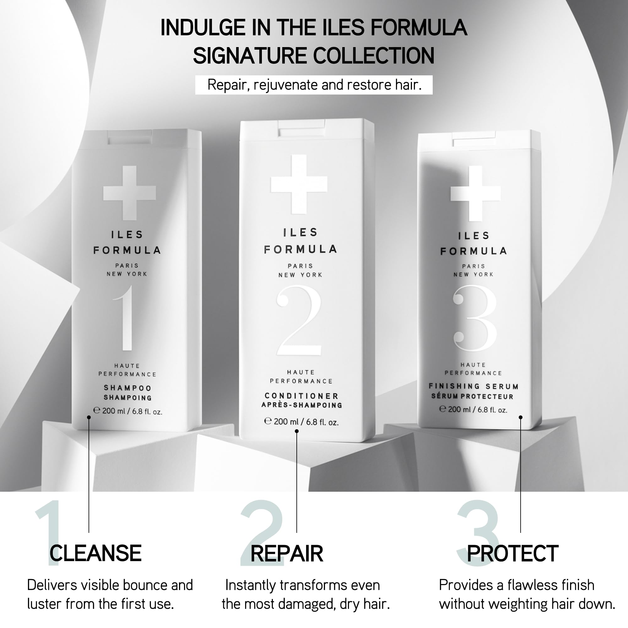 ILES FORMULA Weightless Styling Cream finish close-up emphasizing satin-like shine.