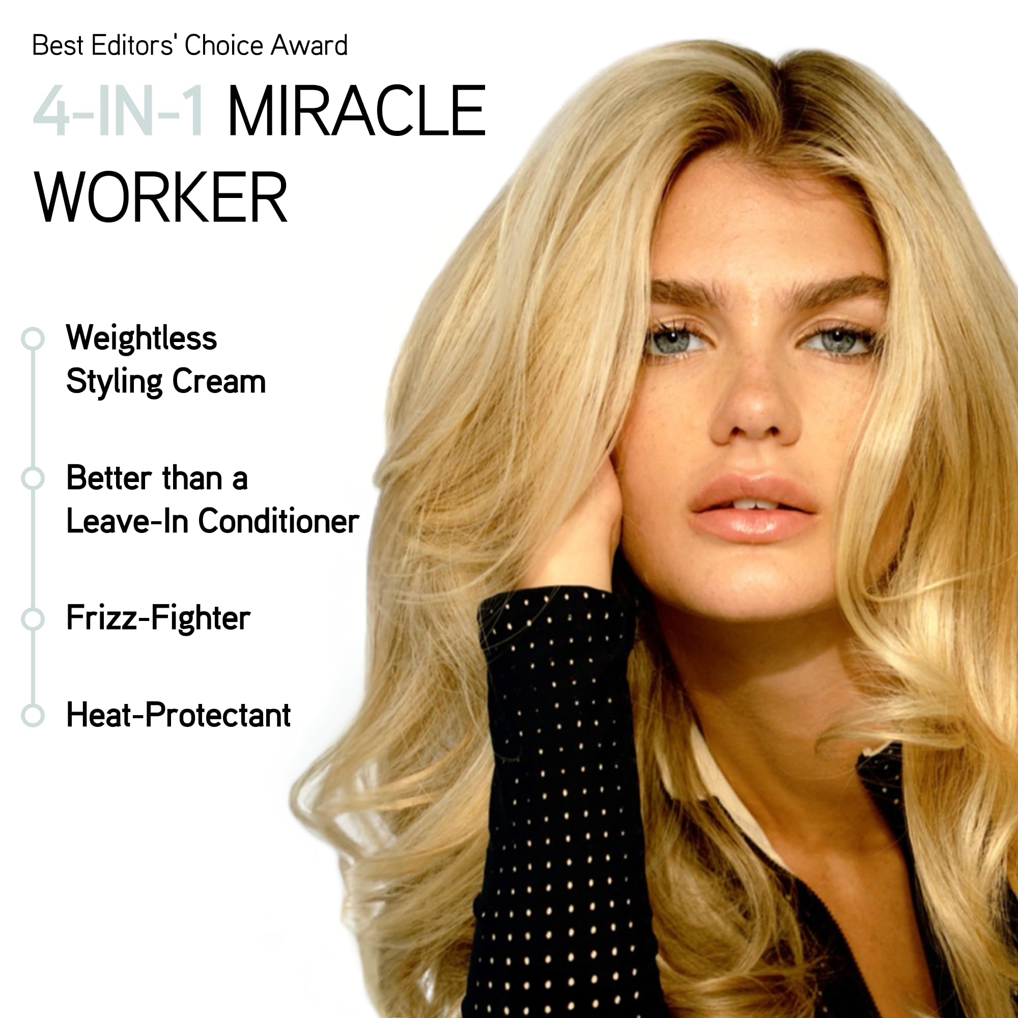ILES FORMULA Weightless Styling Cream being applied during styling for frizz control.