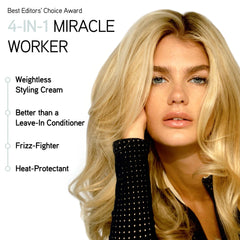 ILES FORMULA Weightless Styling Cream being applied during styling for frizz control.