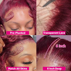 ILHILH burgundy lace front wig wine red color highlighting bold looks