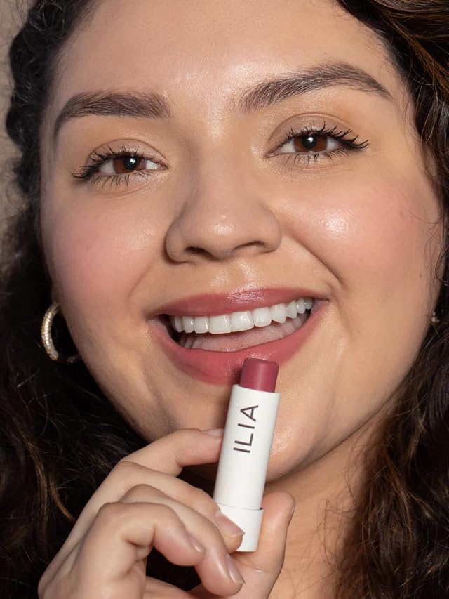 ILIA Balmy Tint creamy texture closeup conveys quick comfort on lips.