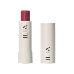 ILIA Balmy Tint Lip Balm Lullaby swatch delivers soft rose color with moisture.